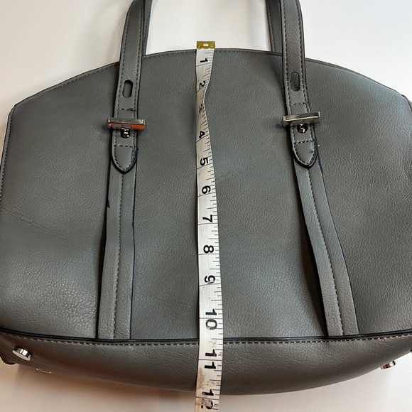 INC International Concepts Gray Haili Satchel Leather Hand Bag w/ Shoulder Strap - Picture 7 of 7